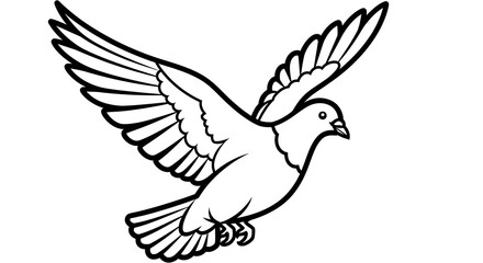 Obraz premium Black and white dove flying illustration