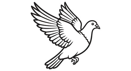 Fototapeta premium Black and white flying dove illustration