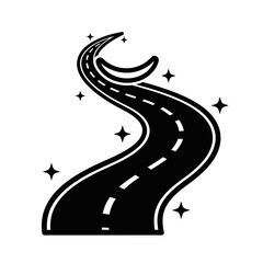 Obraz premium Winding Road with Stars and Sparkles - Journey, Future, Success Concept
