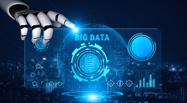 Using AI for Big Data analytics to gain business intelligence and insights. AI processing and visualizing large datasets for strategic decisions. Motif