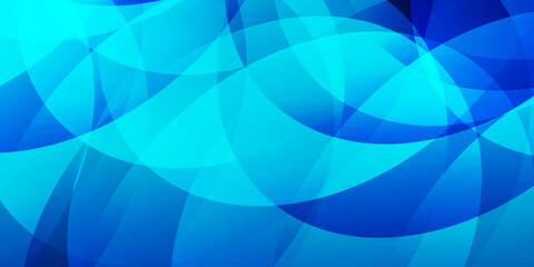 Fototapeta premium Abstract blue geometric wave background with overlapping curved shapes and light gradients for modern design
