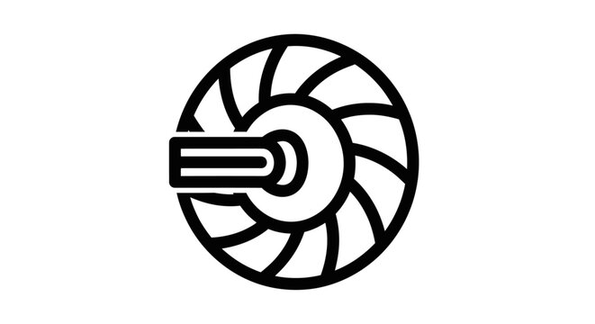 Black and white turbine impeller illustration.
