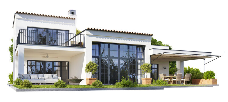 Modern house isolated on transparent background