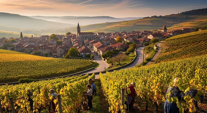Burgundy harvest landscape.