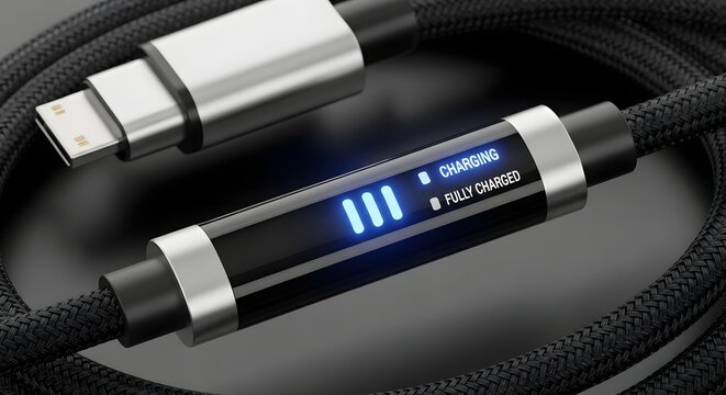 Modern usb c charging cable with digital indicator light for fast charging
