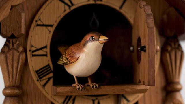 Traditional Hand Carved Wooden Cuckoo Clock with Bird
