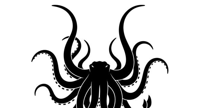 Black octopus tentacles spread wide.