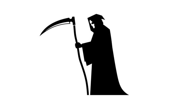Grim Reaper Silhouette Holding Scythe.