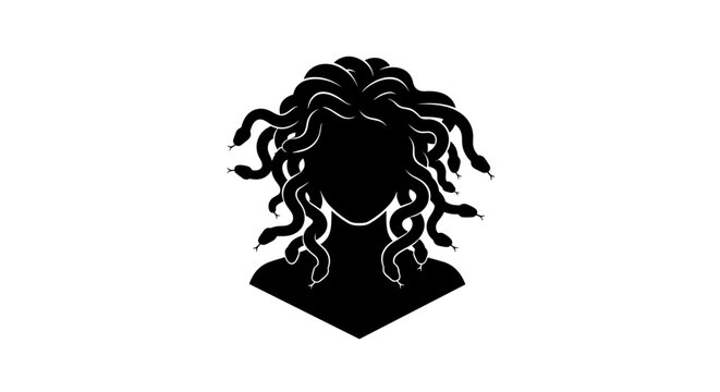 Medusa head silhouette graphic icon.