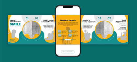 Dental Health Social Media Carousel Post Template © holylayer