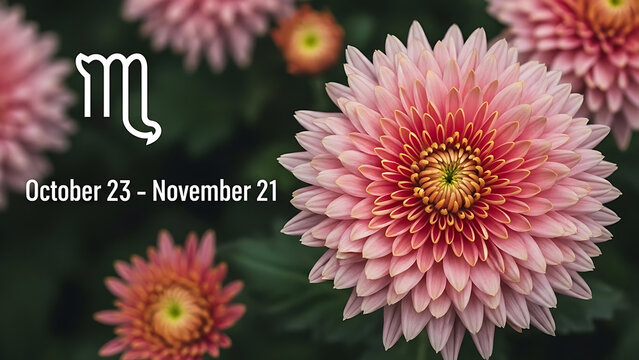 Scorpio zodiac sign pink flowers October November