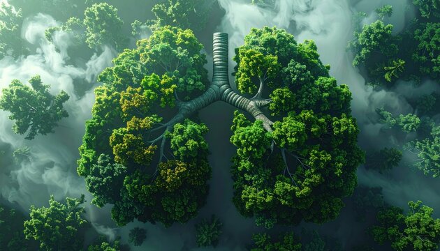 Lungs Made of Trees - A Symbol of Environmental Health.