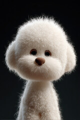 Fototapeta premium Fluffy White Plush Dog Toy Portrait