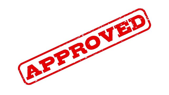 Red approved stamp animation isolated on green screen background for document validation visuals