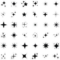 Fototapeta premium Collection of black starburst shapes and designs on white background