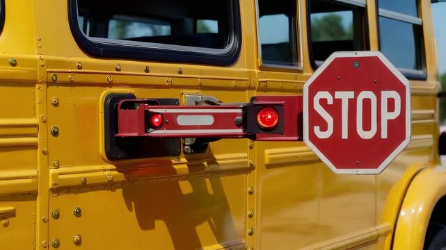 Yellow School Bus Mechanical Stop Sign Arm