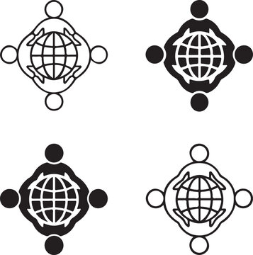 Isolated World People Unity Icon, world people unity icon, global unity symbol, human connection concept, social harmony icon, worldwide unity vector