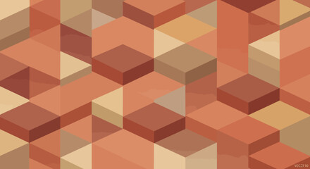 Obraz premium Geometric pattern of orange and brown cubes.