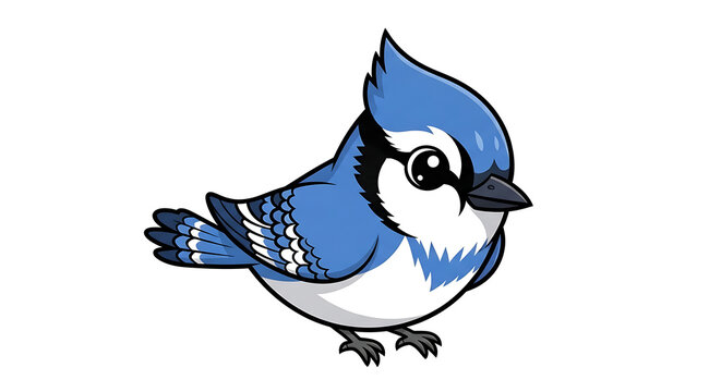 Illustration of a blue jay bird cartoon character