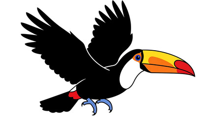 Fototapeta premium Colorful toucan illustration in flight