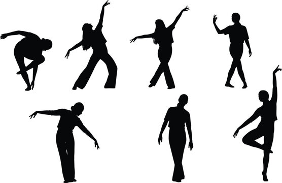 Silhouettes of Dance Poses Icon Set