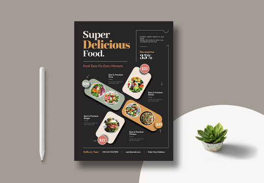 Super Delicious Food Poster Template Layout