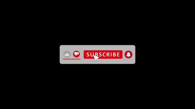Subscribe Button Overlay Animation with Alpha Channel 4K. Clean Subscribe Button Animation Transparent Background.