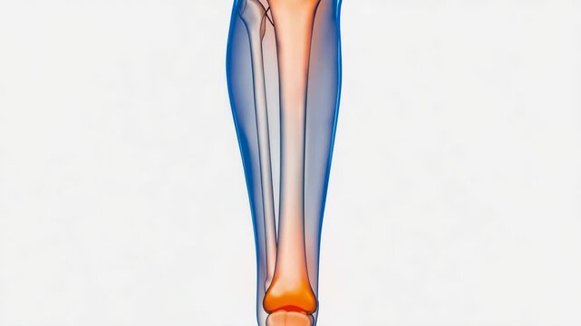 Detailed medical illustration of human leg bones showing tibia and fibula anatomy in high resolution