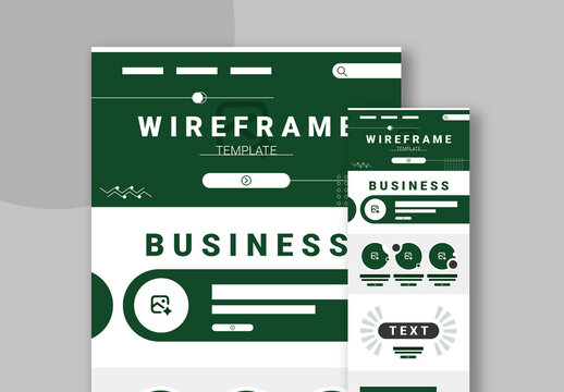Wireframe Template Design Green Color