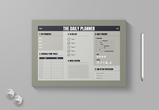 Daily Planner Template for Productivity