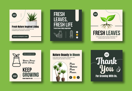 Nature Plant Social Media Post Template Set