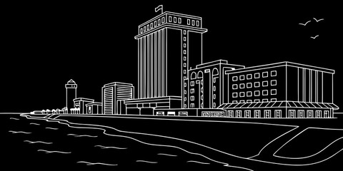 Fototapeta premium USA, US, U.S, United States - Biloxi skyline coastal casino minimal svg clean vector shapes 