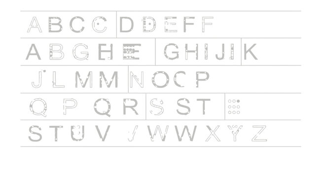 alphabet, letters, stencil