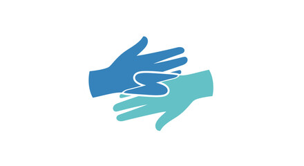 Obraz premium Caring Blue and Teal Hands Reaching Out, Symbolizing Help and Support on Isolated White Background