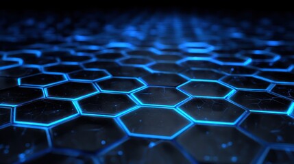 Naklejka premium Hexagon grid with blue glow