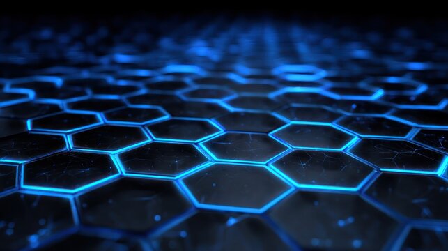 Hexagon grid with blue glow
