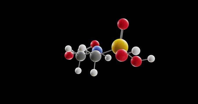 Glyphosate molecule, rotating 3D model of herbicide, looped video on a black background
