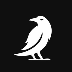 Fototapeta premium Minimalist White Raven Bird Silhouette Logo Icon Design