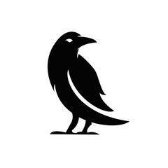 Fototapeta premium Black Raven Bird Silhouette Logo Icon Vector Illustration on White Background