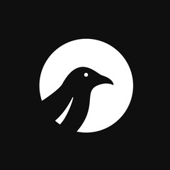 Fototapeta premium Minimalist Graphic Black Bird Head Profile in White Circle Logo Design