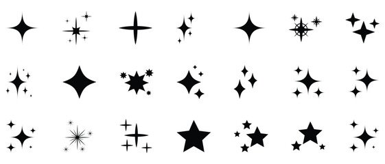 Fototapeta premium Collection of black starburst effects and sparkles