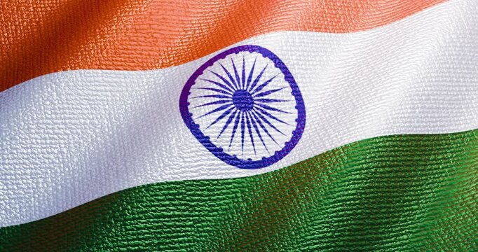 India flag of silk-3D illustration. 3d render video.