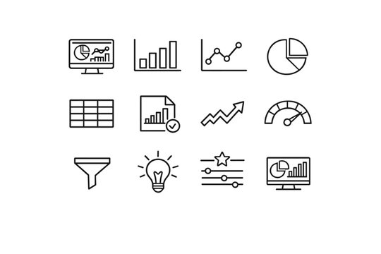   Distributed Computing. Line outline icon set of Distributed Computing: server cluster,