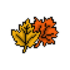 Obraz premium Vector Illustration of Maple Leaf with Pixel Art Design. Isolated Thanksgiving Graphic Pixel Art
