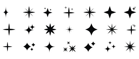 Fototapeta premium black starburst shapes, sparkle effects, graphic design elements