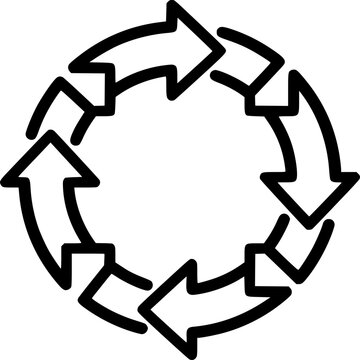 Circular Flow of Arrows: A visual representation of continuous cycle with arrows forming a circular pattern, symbolizing cyclical processes, progress, or recurring actions.