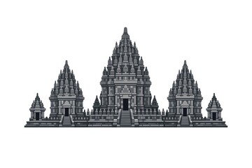 Obraz premium Flat Design of Ancient Hindu Temple Complex, prambanan temple