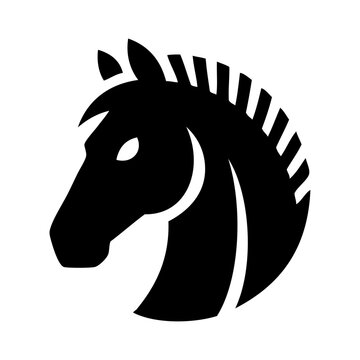 Logotipo con dibujo sencillo con silueta de la cabeza de un caballo de perfil