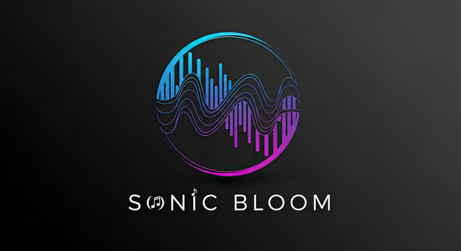A logo featuring colorful sound wave patterns in a circular design.