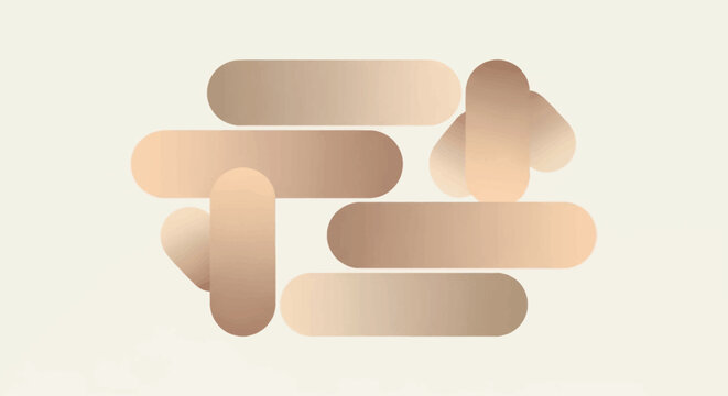 Minimalist geometric composition of rounded rectangles in beige and brown neutral warm shades